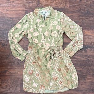 Rachel Zoe Olive Green & Blush Pink Printed Dress